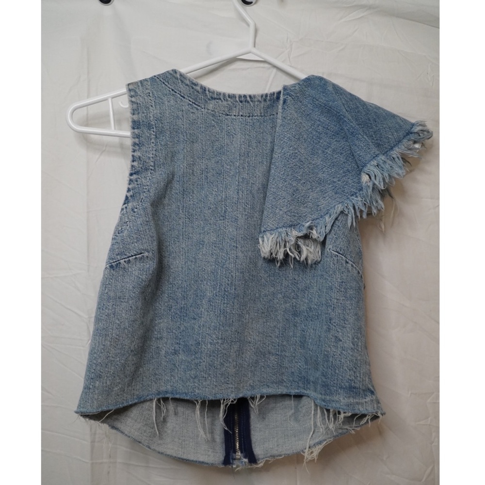 Asymmetrical Denim Crop Top